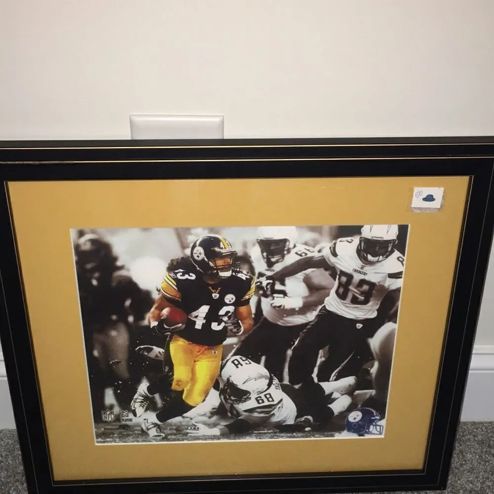Matted Framed Troy Polamalu Pittsburgh Steelers Wall Mens Den Football picture